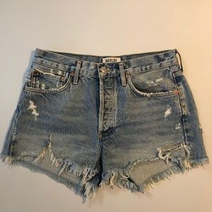 AGOLDE Parker Vintage Cutoff Denim Shorts size 27 light wash